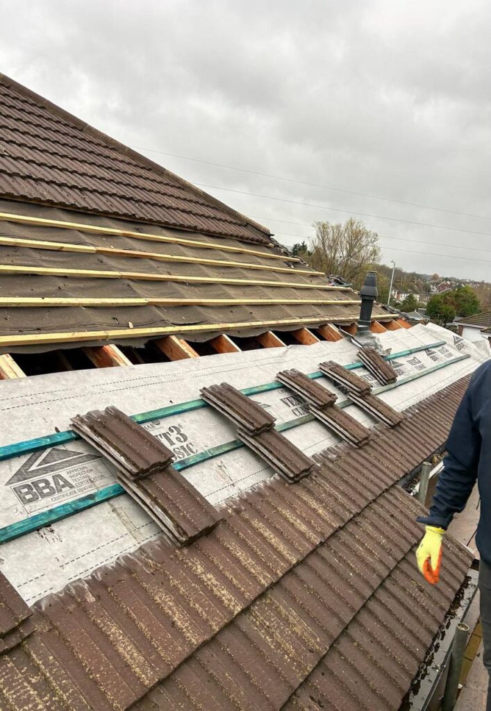 This is a photo of a roof installation being carried out in Costessey. Installation carried out by Costessey Roofing Services